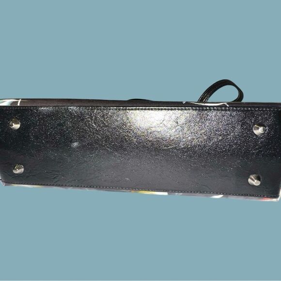 Adorable black patten leather look satchel white clasp closure! - Picture 16 of 17